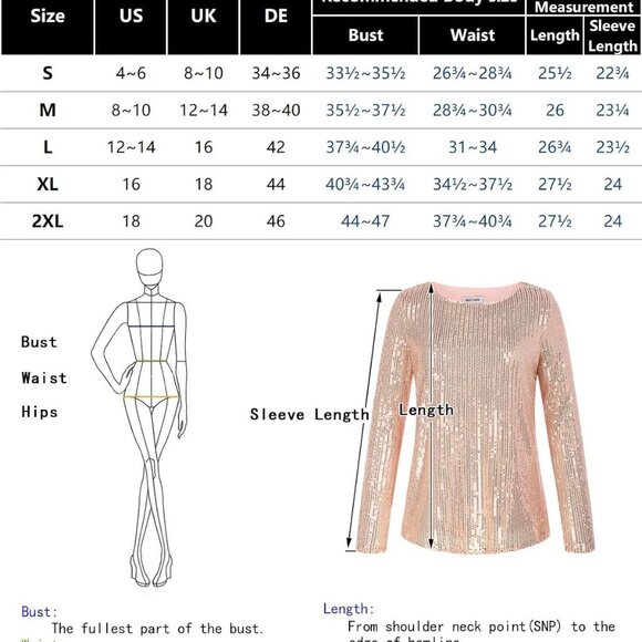 GRACE KARIN Sequin Tops Sparkly Blouse Gray Small - Picture 7 of 7